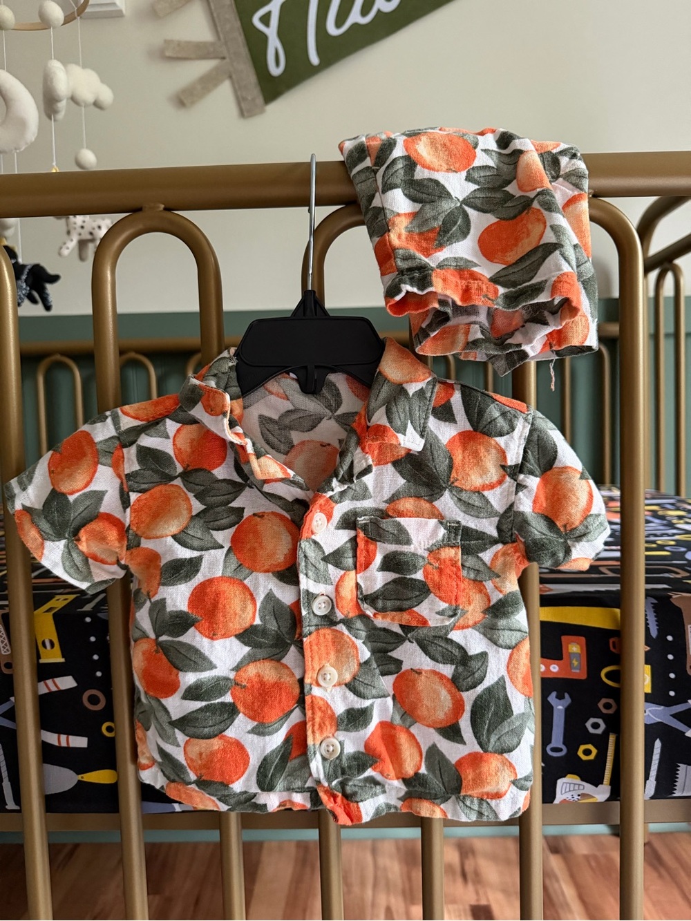 Baby Tropical Orange Print Shirt Set